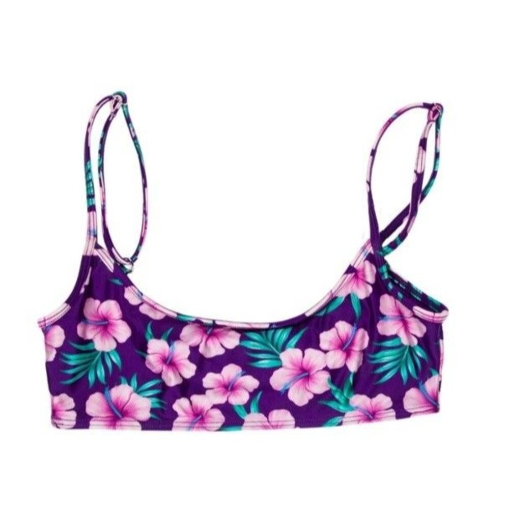 NWT Frankie’s Bikinis Dallas Shine Floral Bikini Top ONLY Sz S
